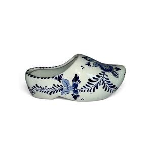Delft Blue Delfts Blauw Hand Painted Ceramic Dutch Clog Shoe Planter Floral